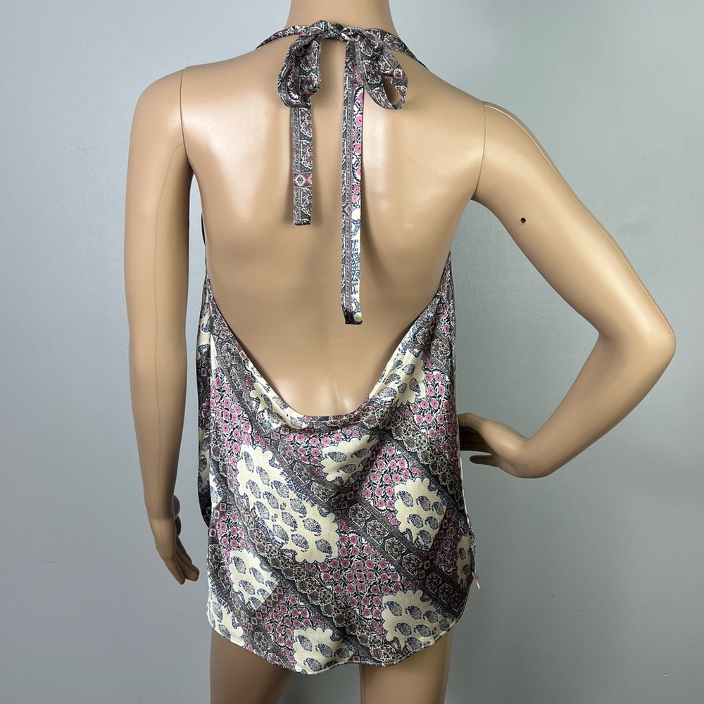NEW CAMI NYC REVOLVE PAISLEY PRINT SILK HALTER TOP - Picture 7 of 9